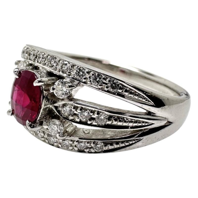 21号 ビルマ産ルビー 0.72ct ダイヤモンド 計0.36ct リング・指輪 K18WGホワイトゴールド 18金 9.0g レディース 【中古】【真子質店】【NN】 【IMoDx】