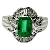 17号 エメラルド 1.146ct ダイヤモンド 計0.52ct リング・指輪 Pt900プラチナ 9.9g レディース 【中古】【真子質店】【NN】 【ISDK】