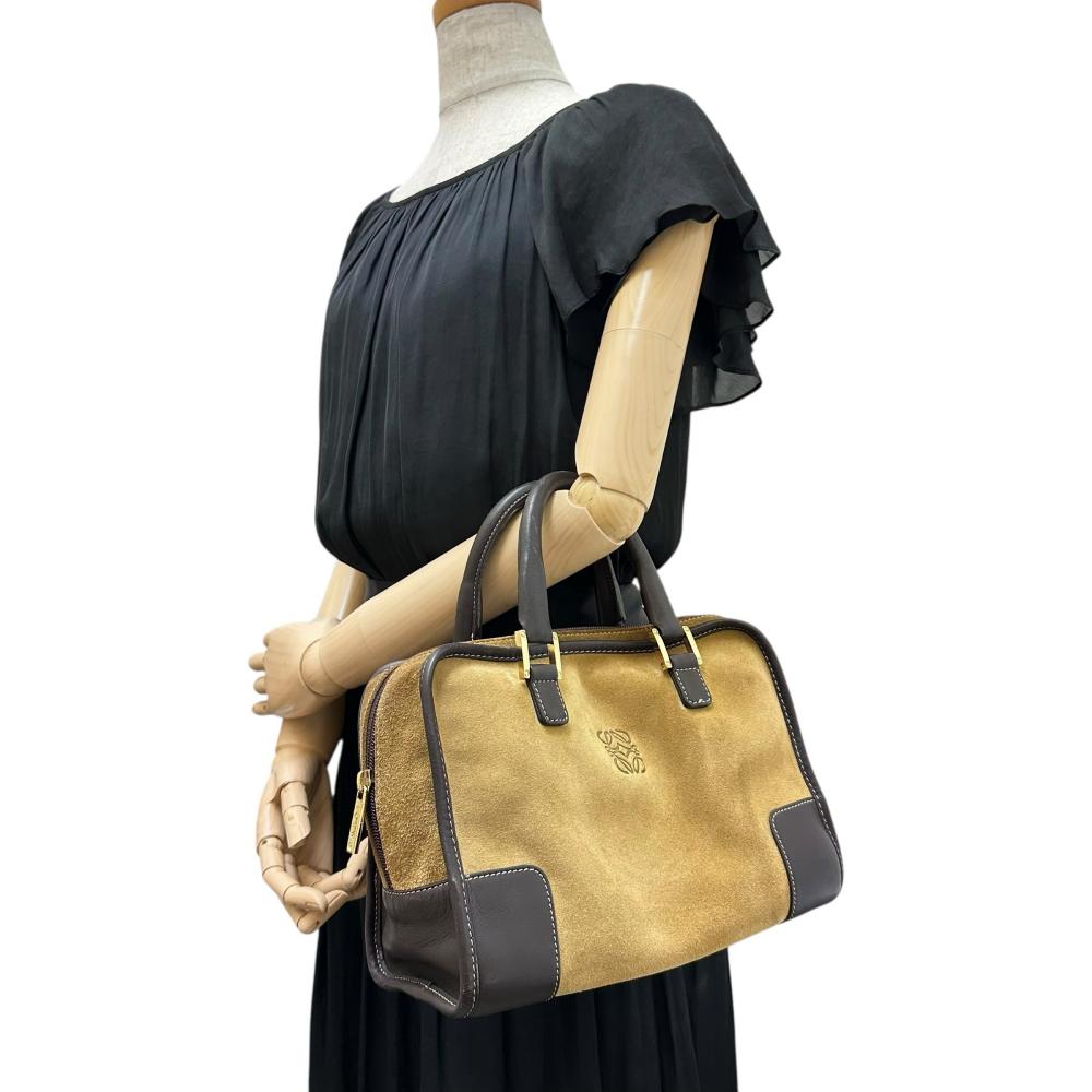 LOEWE⁄ロエベ アマソナ28 ハンドバッグ レザー⁄スエード ベージュ 美品 