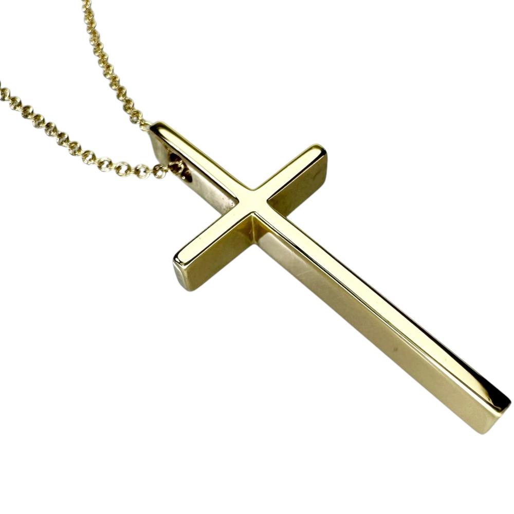 美品　Tiffany メトロクロス　ネックレス　ペンダント　k18 wg TIFFANY&Co./ティファニー】 メトロ クロス ネックレス K18ゴールド 18