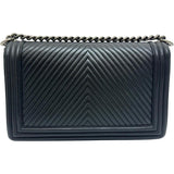 【CHANEL/シャネル】 ボーイシャネル28 Vステッチ チェーンショルダー ショルダーバッグ 20番（2014年頃）/▲シリアルシール剥がれ ラムスキン ブラックレザー/クスミシルバー金具 レディース【中古】【真子質店】【BL】




【TKMox】