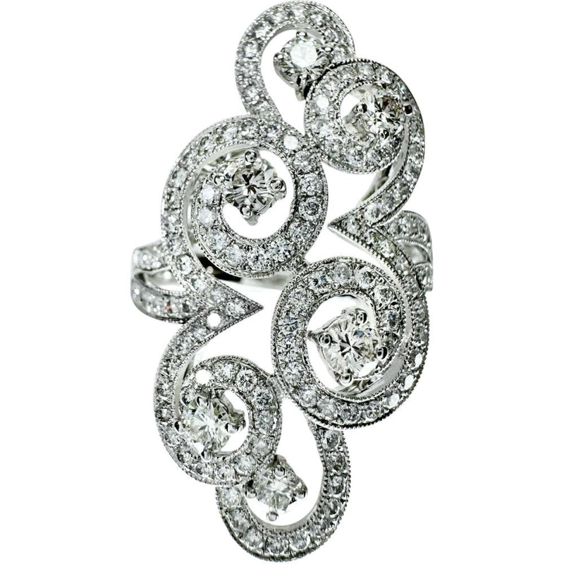 15.5号 ダイヤモンド 0.56/1.16ct リング・指輪 K18WGホワイトゴールド 18金 8.4g レディース 【中古】【真子質店】【NN】 【IMoSMo】