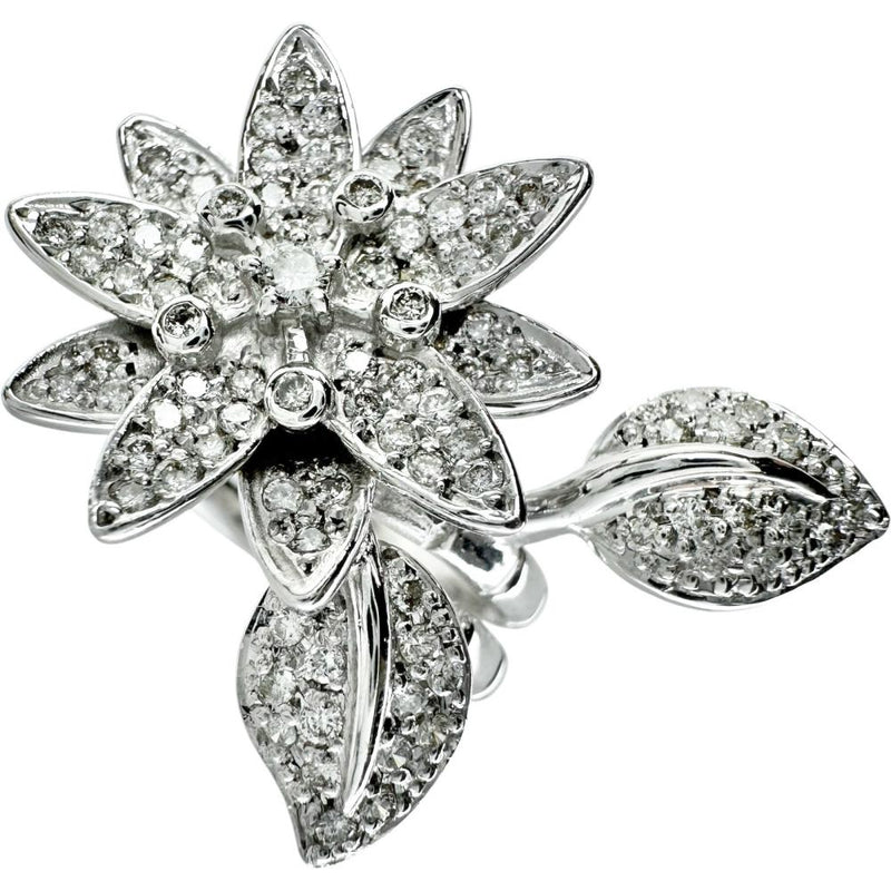 10.5号 フラワーモチーフ ダイヤモンド 0.65ct リング・指輪 K18WGホワイトゴールド 18金 11.7g レディース 【中古】【真子質店】【NN】 【IMoMiD】