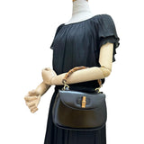 【GUCCI/グッチ】 ハンドバッグ レザー/バンブー ブラックレザー/バンブーハンドル レディース【中古】【真子質店】【BL】 【KMax】