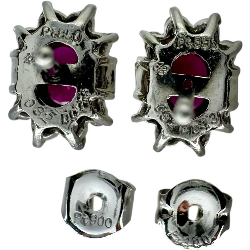 ルビー 0.32×2ct ダイヤモンド 0.13×2ct ピアス Pt850プラチナ/Pt900プラチナ 2.7g レディース 【中古】【真子質店】【NN】 【TKMo】