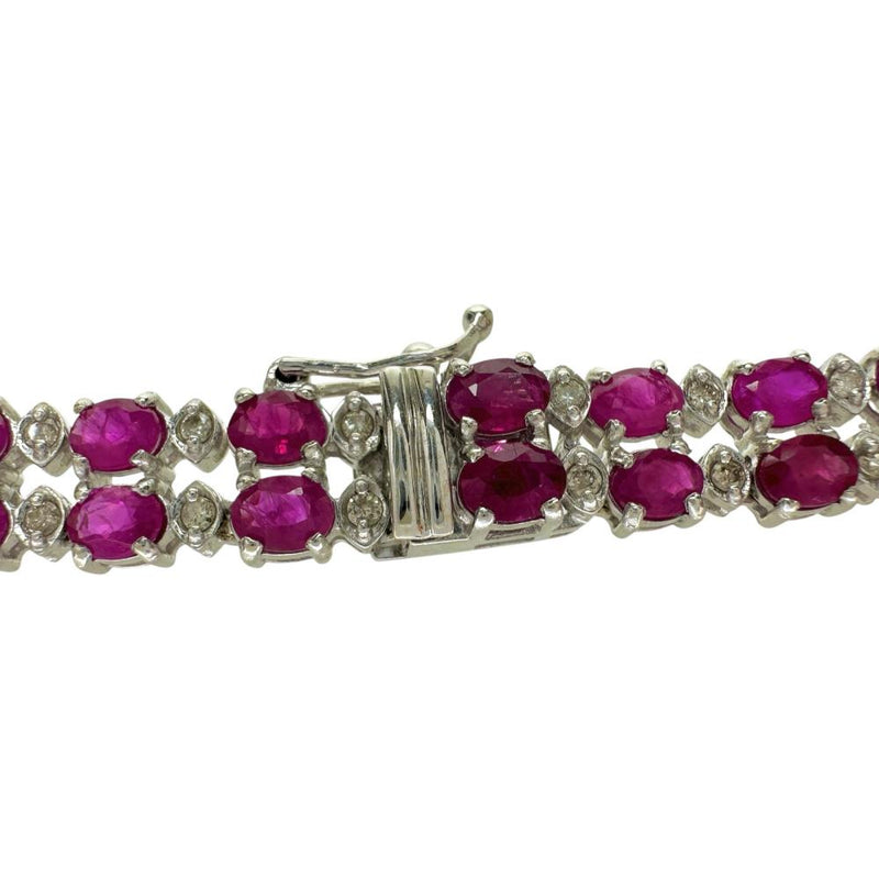 チョーカーネック ルビー 28.0ct ダイヤモンド 1.50ct ネックレス K18WGホワイトゴールド 18金 34.4g 42cm レディース 【中古】【真子質店】【NN】 【DYKMo】