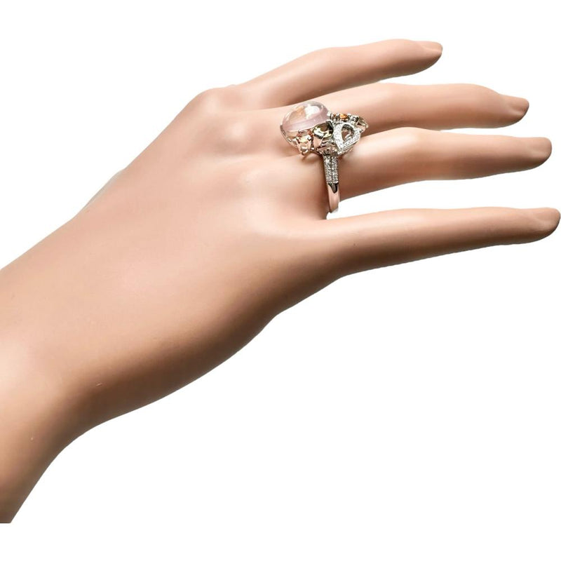 13号 ローズクォーツ 5.22ct ダイヤモンド 0.18ct マルチサファイア/マルチトルマリン 3.46ct リング・指輪 K18WGホワイトゴールド 18金 7.4g レディース 【中古】【真子質店】【NN】 【MiMoMi】