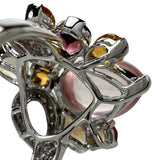 13号 ローズクォーツ 5.22ct ダイヤモンド 0.18ct マルチサファイア/マルチトルマリン 3.46ct リング・指輪 K18WGホワイトゴールド 18金 7.4g レディース 【中古】【真子質店】【NN】 【MiMoMi】