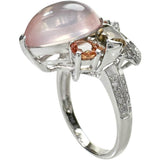 13号 ローズクォーツ 5.22ct ダイヤモンド 0.18ct マルチサファイア/マルチトルマリン 3.46ct リング・指輪 K18WGホワイトゴールド 18金 7.4g レディース 【中古】【真子質店】【NN】 【MiMoMi】