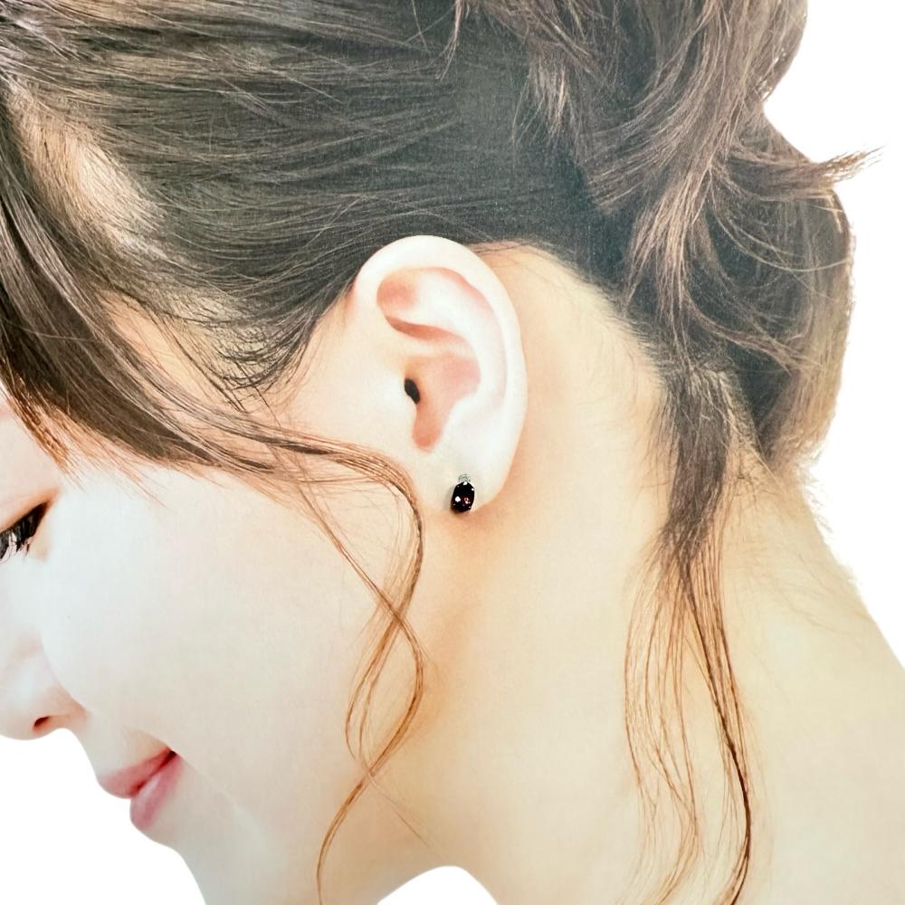 ガーネット ピアス Pt900プラチナ 0.7g レディース 【中古】【真子質店 