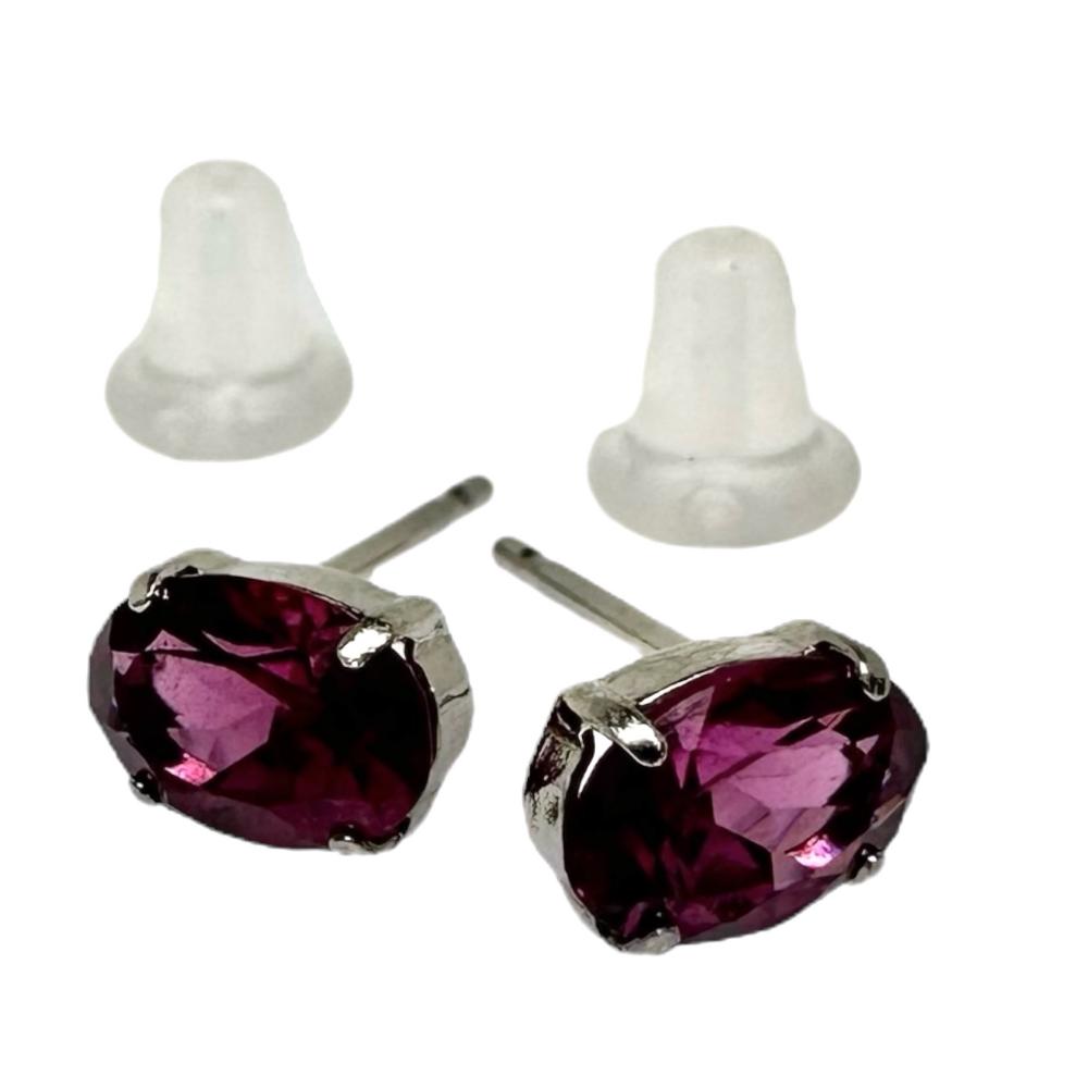 ガーネット ピアス Pt900プラチナ 0.7g レディース 【中古】【真子質店 