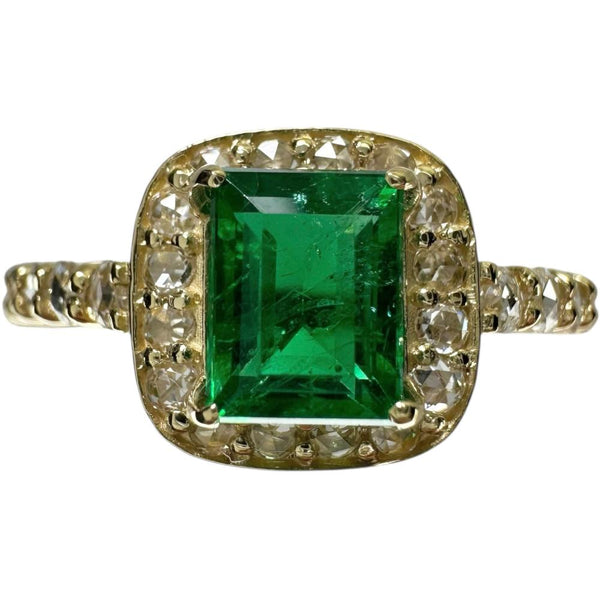 10号 エメラルド 0.86ct ダイヤモンド（ローズカット 0.36ct リング・指輪 K18ゴールド 18金 3.2g レディース
【中古】【真子質店】【NN】




【IKxMo】