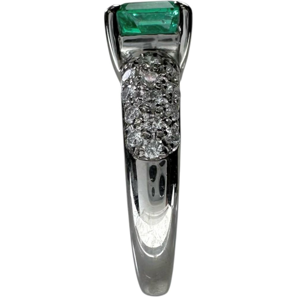 エメラルド　脇石ダイヤ付 Pt900リング 11.5号　 ⭐︎エメラルドカット 11.5号【TASAKI/タサキ】 エメラルド 1.11ct ダイヤモンド 0.26ct