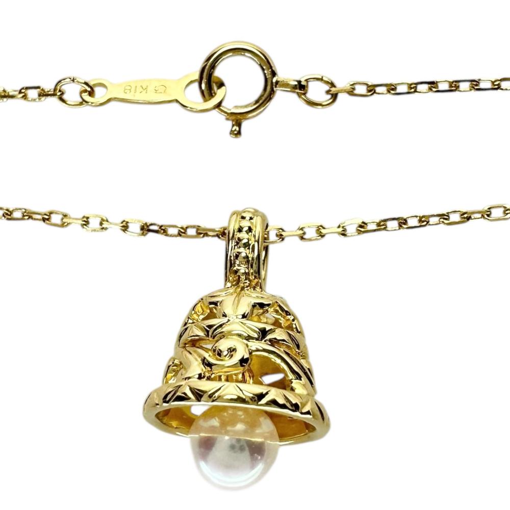 MIKIMOTO/ミキモト】 ベルモチーフ アコヤパールφ5.3mm ネックレス K18