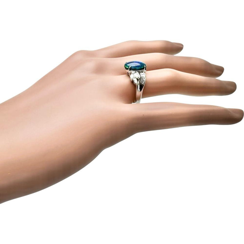 10.5号 ブラックオパール(石目なし) ダイヤモンド 0.50ct リング・指輪 Pt900プラチナ 10.5g レディース 【中古】【真子質店】【NN】 【IKYx】