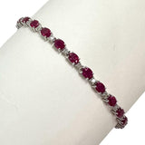 ルビー 計8.00ct ダイヤモンド 計0.80ct ブレスレット K18WGホワイトゴールド 18金 10.1g 18cm レディース 【中古】【真子質店】【NN】 【TSKx】