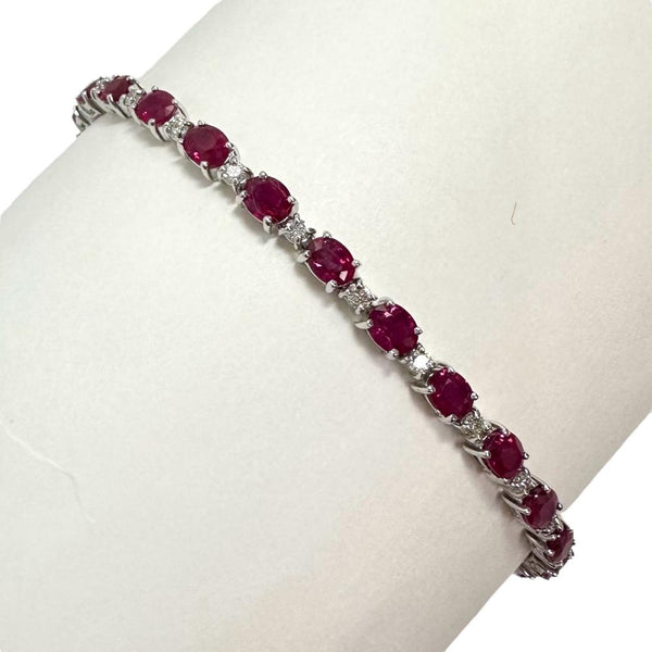 ルビー 計8.00ct ダイヤモンド 計0.80ct ブレスレット K18WGホワイトゴールド 18金 10.1g 18cm レディース 【中古】【真子質店】【NN】 【TSKx】