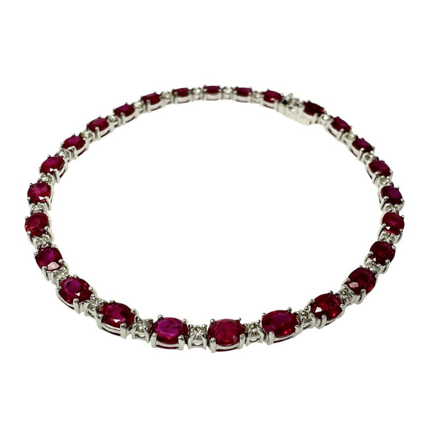 ルビー 計8.00ct ダイヤモンド 計0.80ct ブレスレット K18WGホワイトゴールド 18金 10.1g 18cm レディース 【中古】【真子質店】【NN】 【TSKx】