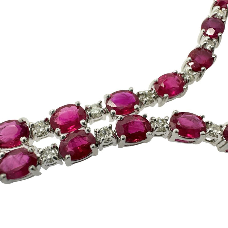 ルビー 計8.00ct ダイヤモンド 計0.80ct ブレスレット K18WGホワイトゴールド 18金 10.1g 18cm レディース 【中古】【真子質店】【NN】 【TSKx】