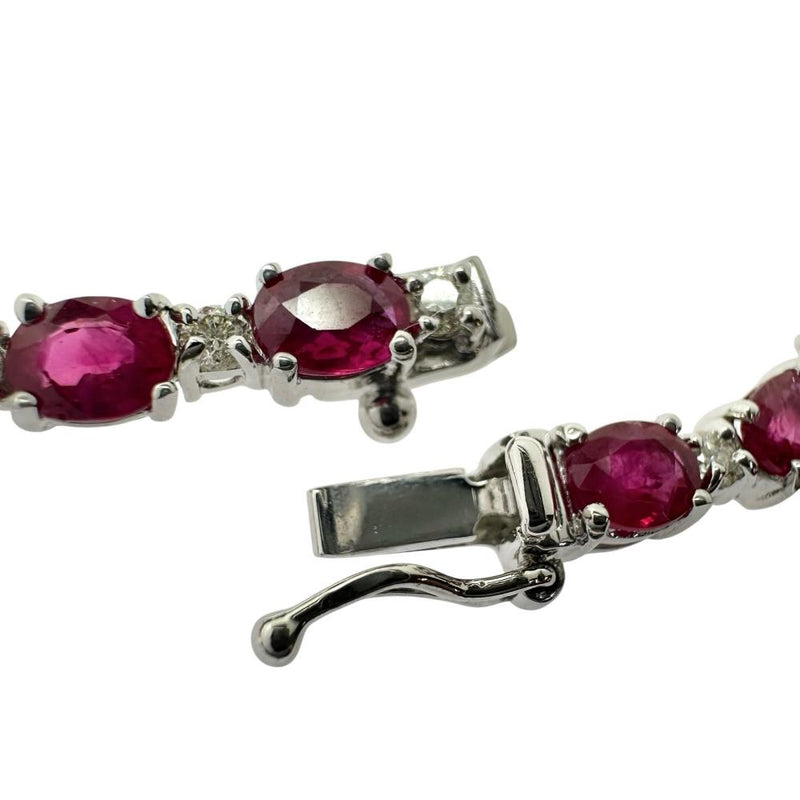 ルビー 計8.00ct ダイヤモンド 計0.80ct ブレスレット K18WGホワイトゴールド 18金 10.1g 18cm レディース 【中古】【真子質店】【NN】 【TSKx】