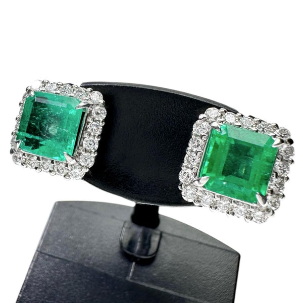 エメラルド 1.21/1.18ct ダイヤモンド 0.28/0.28ct ピアス Pt900プラチナ 4.4g レディース 【中古】【真子質店】【NN】 【MaISx】