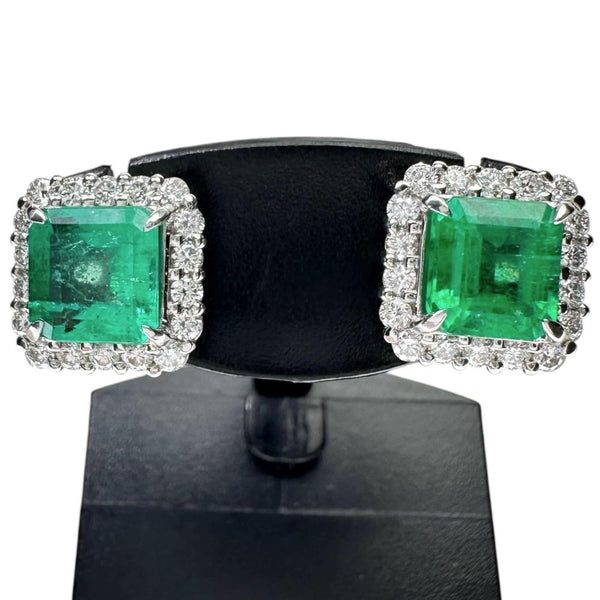 エメラルド 1.21/1.18ct ダイヤモンド 0.28/0.28ct ピアス Pt900プラチナ 4.4g レディース 【中古】【真子質店】【NN】 【MaISx】
