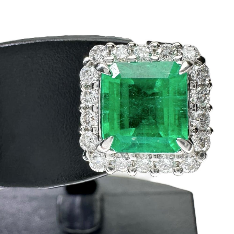 エメラルド 1.21/1.18ct ダイヤモンド 0.28/0.28ct ピアス Pt900プラチナ 4.4g レディース 【中古】【真子質店】【NN】 【MaISx】
