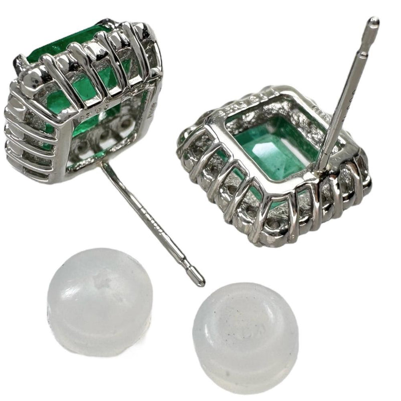 エメラルド 1.21/1.18ct ダイヤモンド 0.28/0.28ct ピアス Pt900プラチナ 4.4g レディース 【中古】【真子質店】【NN】 【MaISx】