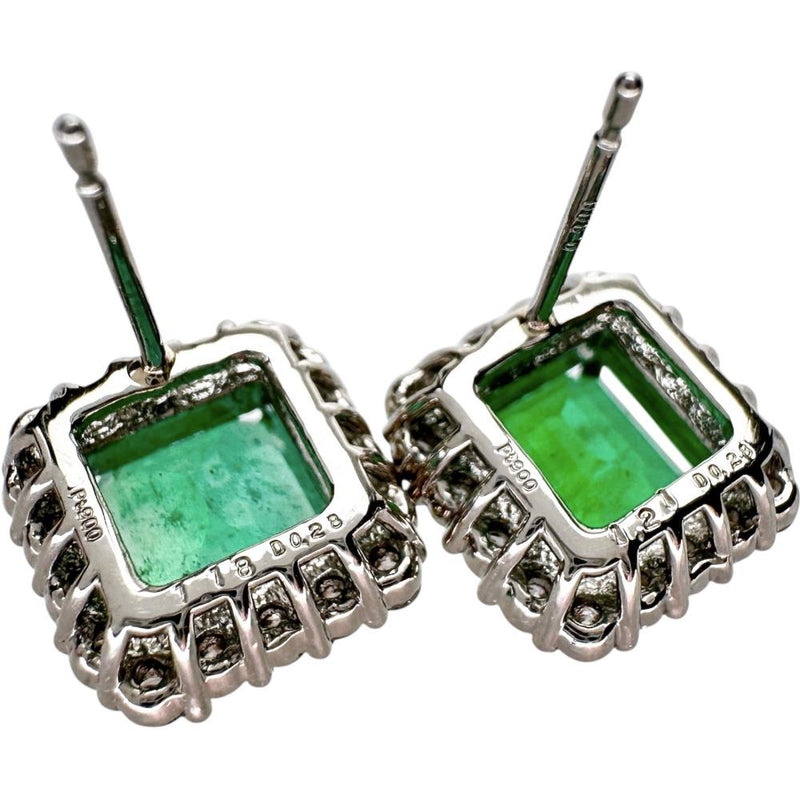 エメラルド 1.21/1.18ct ダイヤモンド 0.28/0.28ct ピアス Pt900プラチナ 4.4g レディース 【中古】【真子質店】【NN】 【MaISx】