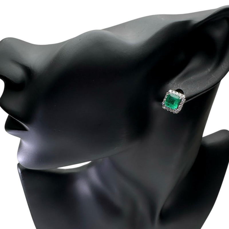 エメラルド 1.21/1.18ct ダイヤモンド 0.28/0.28ct ピアス Pt900プラチナ 4.4g レディース 【中古】【真子質店】【NN】 【MaISx】