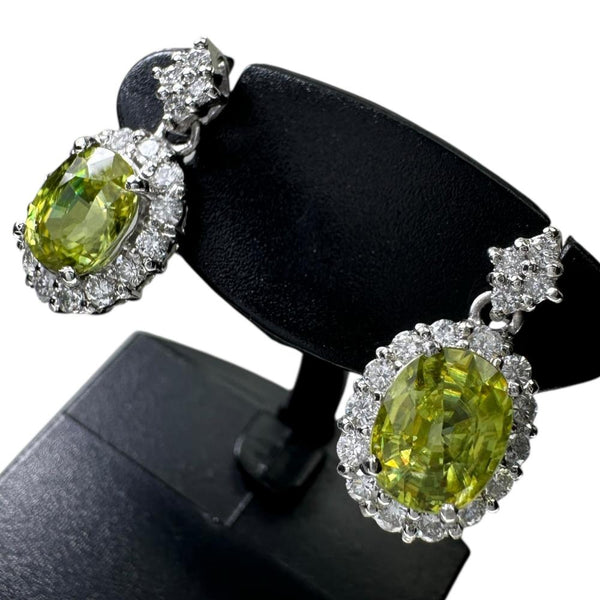 スフェーン 1.22/1.03ct ダイヤモンド 0.28/0.28ct ピアス Pt900プラチナ 3.2g レディース 【中古】【真子質店】【NN】 【IIDD】