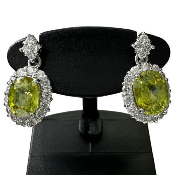 スフェーン 1.22/1.03ct ダイヤモンド 0.28/0.28ct ピアス Pt900プラチナ 3.2g レディース 【中古】【真子質店】【NN】 【IIDD】