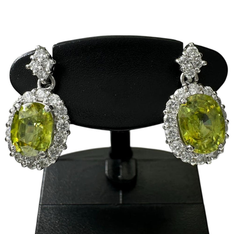 スフェーン 1.22/1.03ct ダイヤモンド 0.28/0.28ct ピアス Pt900プラチナ 3.2g レディース 【中古】【真子質店】【NN】 【IIDD】