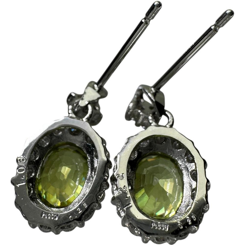 スフェーン 1.22/1.03ct ダイヤモンド 0.28/0.28ct ピアス Pt900プラチナ 3.2g レディース 【中古】【真子質店】【NN】 【IIDD】