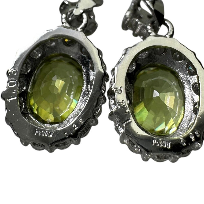 スフェーン 1.22/1.03ct ダイヤモンド 0.28/0.28ct ピアス Pt900プラチナ 3.2g レディース 【中古】【真子質店】【NN】 【IIDD】
