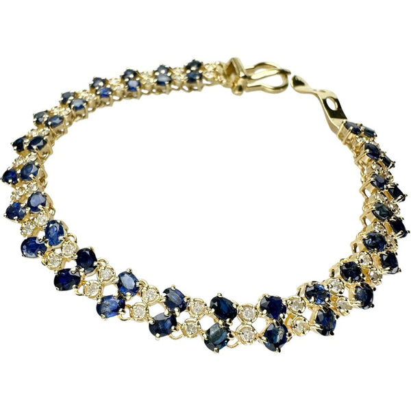 ベルトデザイン サファイア 8.89ct ダイヤモンド 1.00ct ブレスレット K18ゴールド 18金 21.2g 17cm レディース 【中古】【真子質店】【NN】 【TKMox】