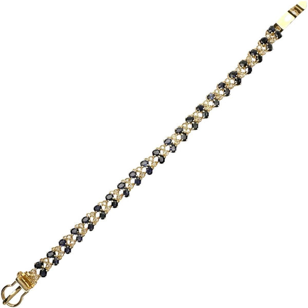ベルトデザイン サファイア 8.89ct ダイヤモンド 1.00ct ブレスレット K18ゴールド 18金 21.2g 17cm レディース 【中古】【真子質店】【NN】 【TKMox】