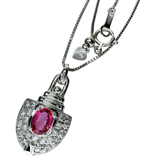 ピンクサファイア 0.69ct ダイヤモンド 0.34ct ネックレス Pt900プラチナ/Pt850プラチナ 6.2g 45cm レディース 【中古】【真子質店】【NN】 【YSMa】
