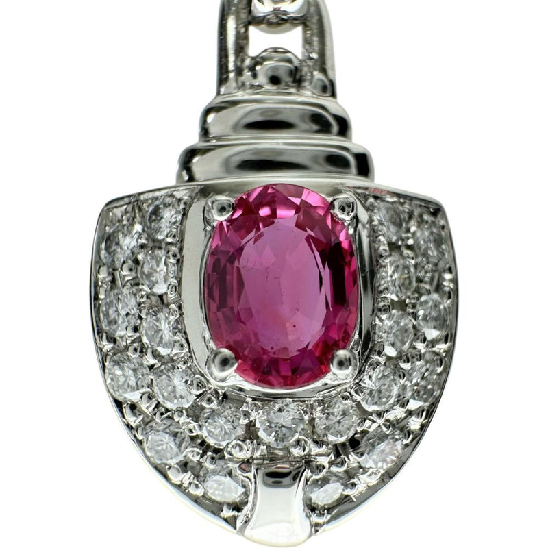 ピンクサファイア 0.69ct ダイヤモンド 0.34ct ネックレス Pt900プラチナ/Pt850プラチナ 6.2g 45cm レディース 【中古】【真子質店】【NN】 【YSMa】