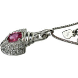 ピンクサファイア 0.69ct ダイヤモンド 0.34ct ネックレス Pt900プラチナ/Pt850プラチナ 6.2g 45cm レディース 【中古】【真子質店】【NN】 【YSMa】