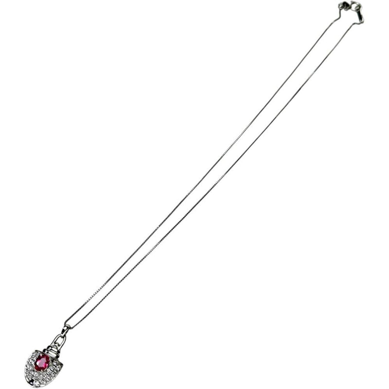 ピンクサファイア 0.69ct ダイヤモンド 0.34ct ネックレス Pt900プラチナ/Pt850プラチナ 6.2g 45cm レディース 【中古】【真子質店】【NN】 【YSMa】