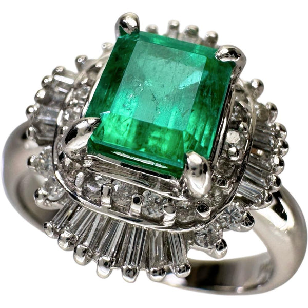 12号 エメラルド 1.07ct ダイヤモンド 0.43ct リング・指輪 Pt900プラチナ 7.4g レディース 【中古】【真子質店】【NN】 【IIDD】