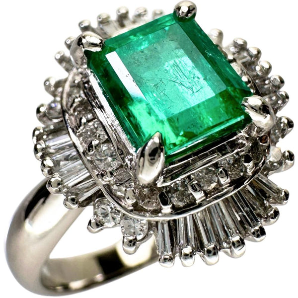 12号 エメラルド 1.07ct ダイヤモンド 0.43ct リング・指輪 Pt900プラチナ 7.4g レディース 【中古】【真子質店】【NN】 【IIDD】