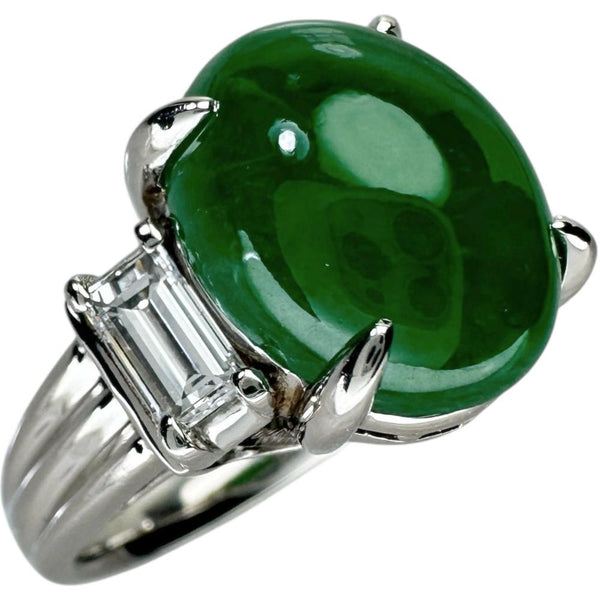 12号 ヒスイ 7.29ct ダイヤモンド 0.65ct リング・指輪 Pt900プラチナ 10.8g レディース 【中古】【真子質店】【NN】 【IMiMoS】