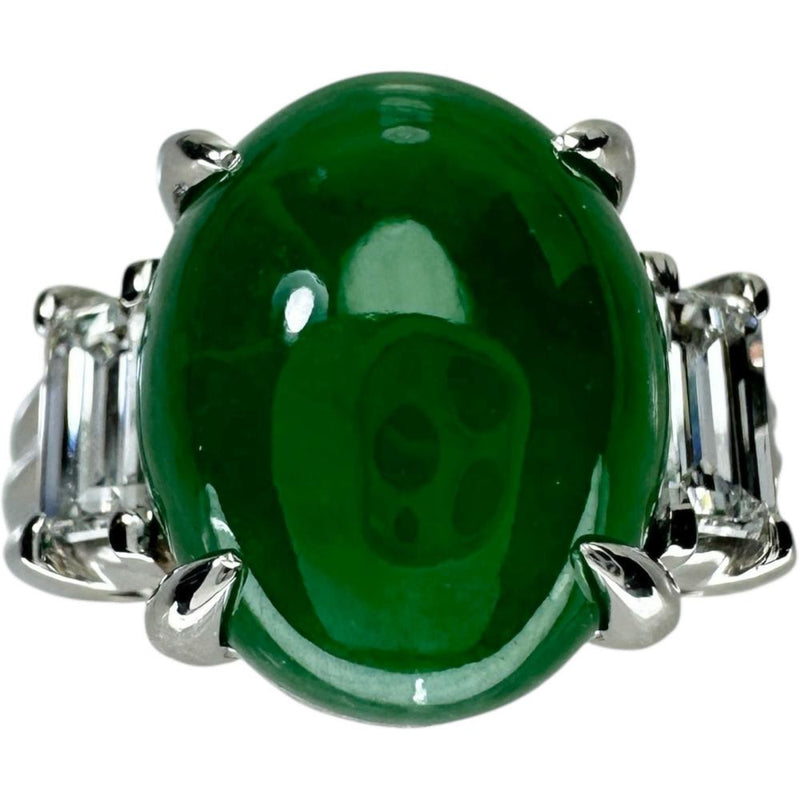 12号 ヒスイ 7.29ct ダイヤモンド 0.65ct リング・指輪 Pt900プラチナ 10.8g レディース 【中古】【真子質店】【NN】 【IMiMoS】