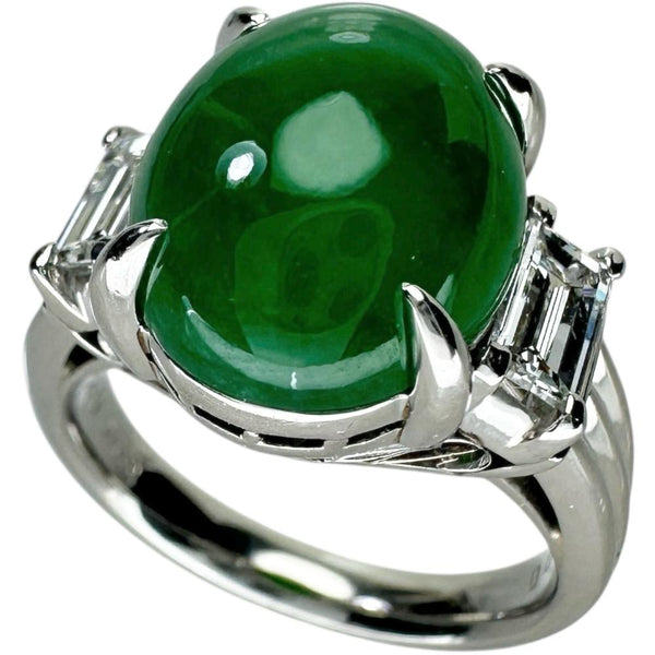 12号 ヒスイ 7.29ct ダイヤモンド 0.65ct リング・指輪 Pt900プラチナ 10.8g レディース 【中古】【真子質店】【NN】 【IMiMoS】