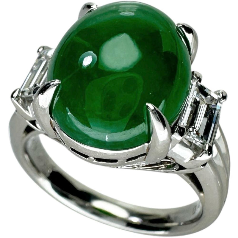 12号 ヒスイ 7.29ct ダイヤモンド 0.65ct リング・指輪 Pt900プラチナ 10.8g レディース 【中古】【真子質店】【NN】 【IMiMoS】