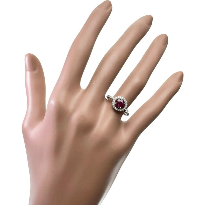 11号 ビルマ産ピジョンブラッドルビー 1.04ct ダイヤモンド 0.28ct リング・指輪 Pt900プラチナ 4.4g レディース 【中古】【真子質店】【NN】 【IKTK】