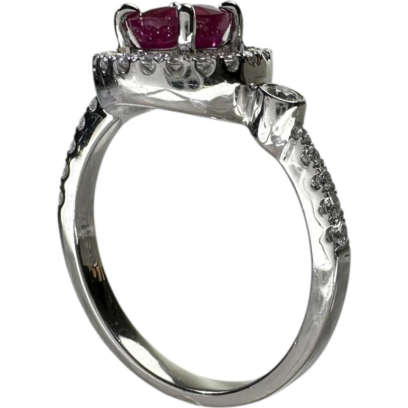 11号 ビルマ産ピジョンブラッドルビー 1.04ct ダイヤモンド 0.28ct リング・指輪 Pt900プラチナ 4.4g レディース 【中古】【真子質店】【NN】 【IKTK】