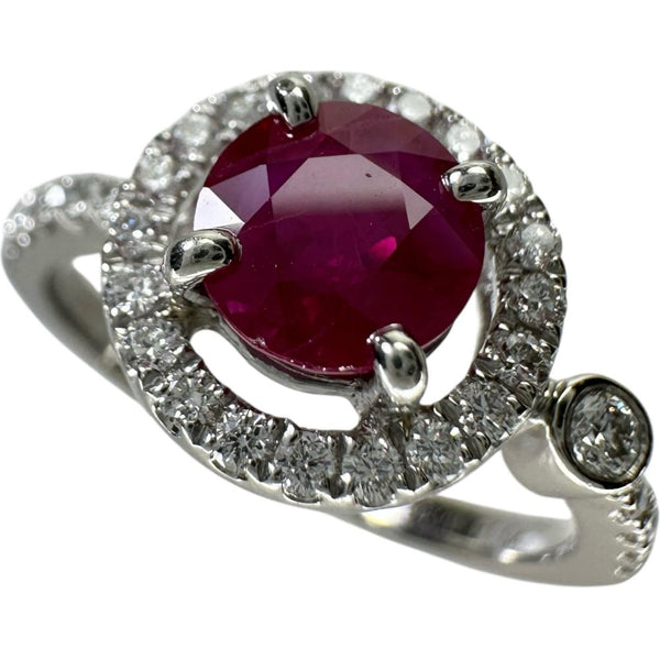 11号 ビルマ産ピジョンブラッドルビー 1.04ct ダイヤモンド 0.28ct リング・指輪 Pt900プラチナ 4.4g レディース 【中古】【真子質店】【NN】 【IKTK】